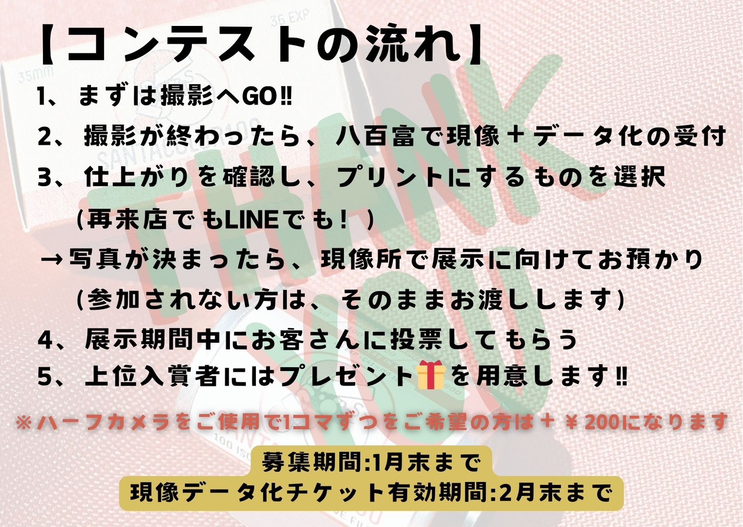 サンタカラー 八百富フォトコンテスト参加券（現像＋データ化料金込み）付きネガフィルム 100D 36枚撮り [カラーネガフィルム] SANTACOLOR NegaFilm